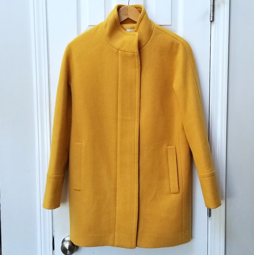 J. Crew Mustard Yellow Wool City Coat Women's 4